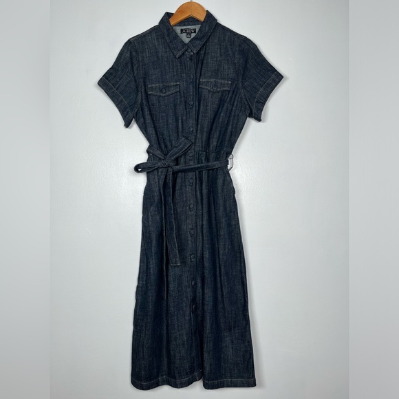 J.Crew Women’s Size 8 Denim Jean Short Sleeve Tie Waist Mini Dress - Picture 4 of 16